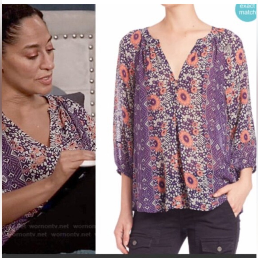 NWOT Joie Gloria Printed Silk Blouse XXS - Boho Floral